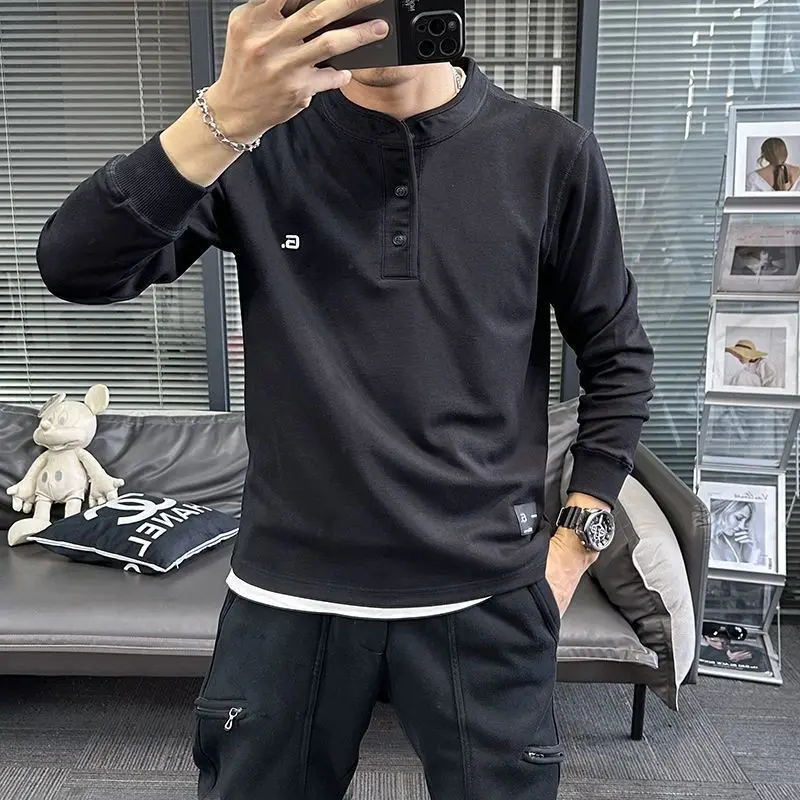 Sweatshirt Men's New Trend Korean Version Long Sleeved Loose and Versatile Trendy Stand Up Collar T-shirt