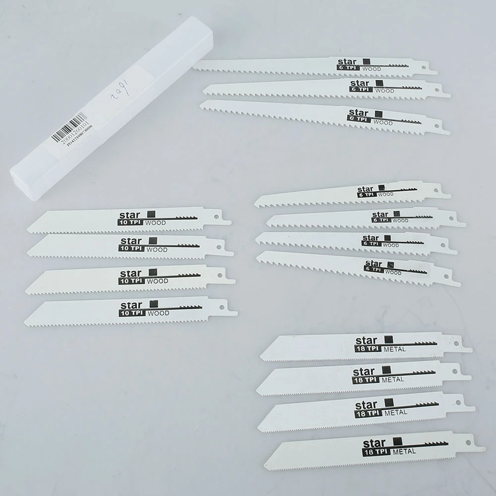 15 Pcs Reciprocating Saw Blades Wood Pruning Saber Saw Handsaw Multi Saw Blade for Cutting Wood Metal PVC Tube Power