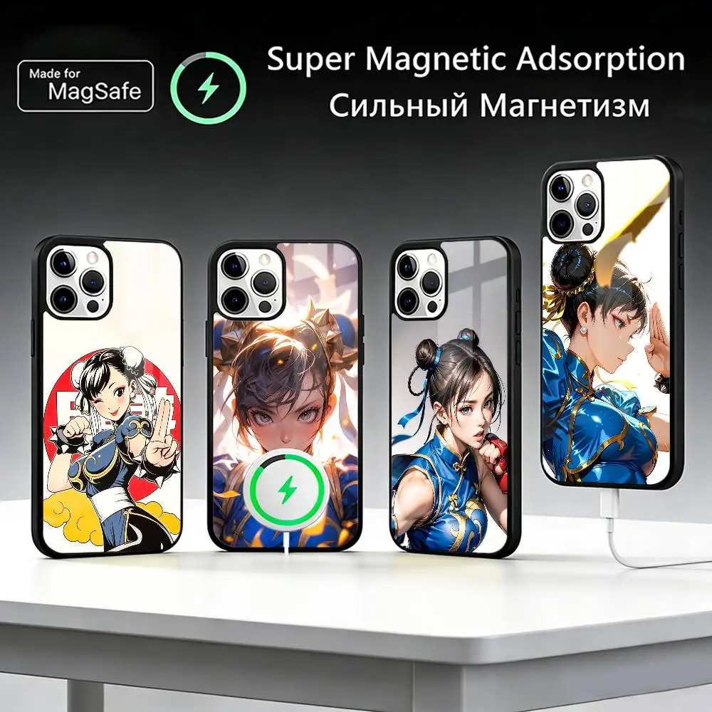 

S-Street F-Fighter C-ChunLi Phone Case For IPhone17 16 15 14 13 12 11 Plus Pro Max Plus Wireless Charger Cover Funda