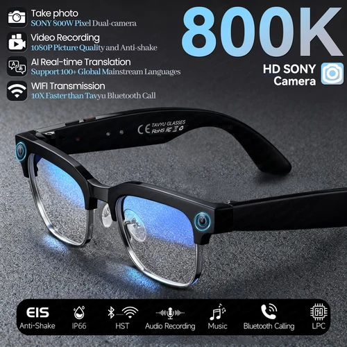 Nuevo negocio 4K HD cambio de Color AI gafas inteligentes 800W cámara de píxeles 1080P vídeo AI Chat reproductor de música llamada AI gafas deportivas hombres