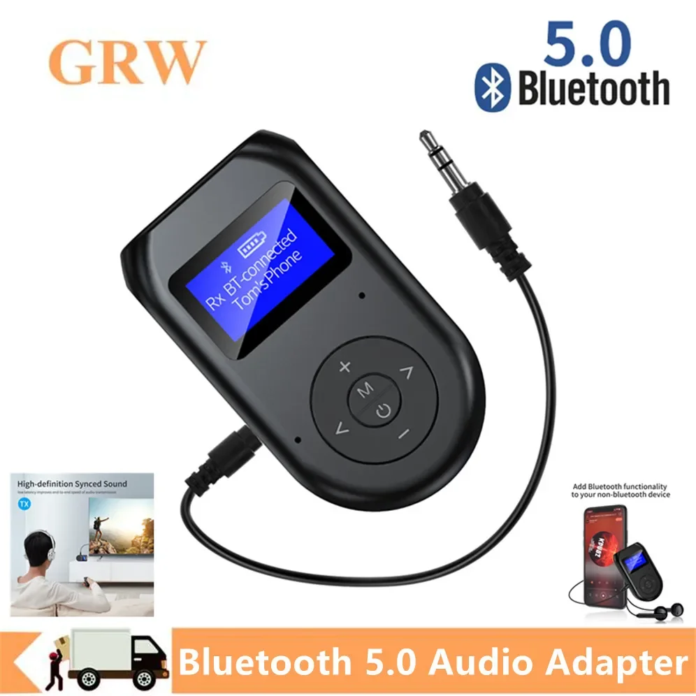 

Wireless Bluetooth Audio Adapter with Display Screen Low Latency Bluetooth 5.0 Transmitter Receiver for PC Car TV Home System