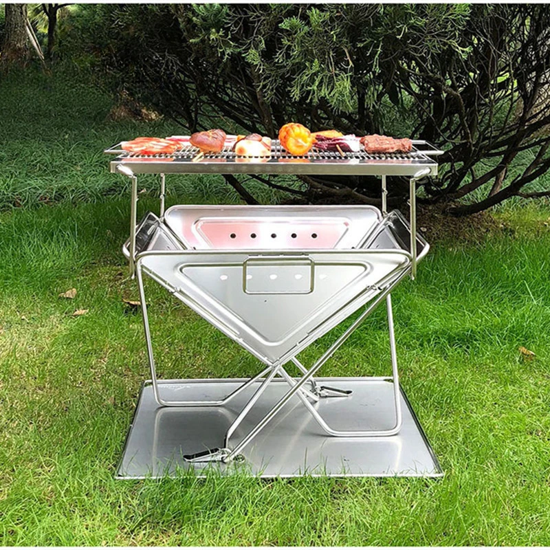 Outdoor Portable Camping Picnic Grill Campingmoon MT-055 Folding Charcoal Grill  Stove BBQ Barbecue Rack