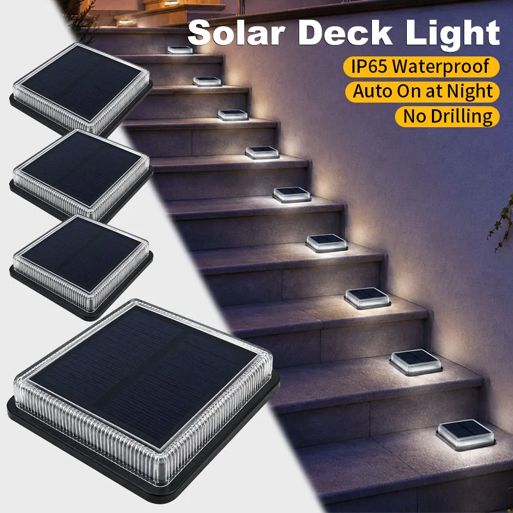 

Solar Deck Light Outdoor Waterproof Landscape Lamp Anti-Glare Ground Fixture Auto On for Garden Pathway Driveway Stairway Decor