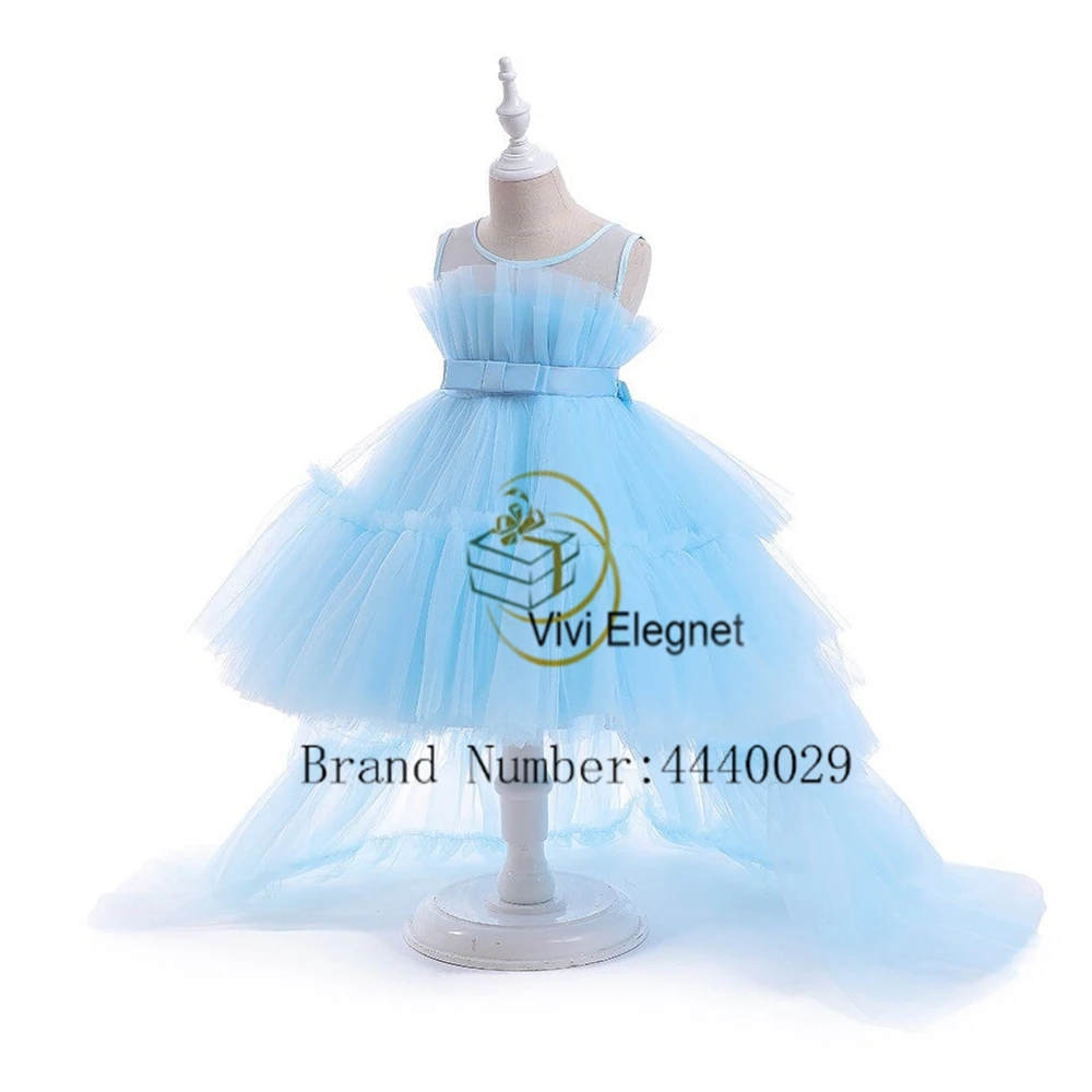 Viola Scoop Flower Girls Dresses for Kids 2024 Summer Soft Tule abiti natalizi senza maniche con cintura New doywinence inspect p493skin