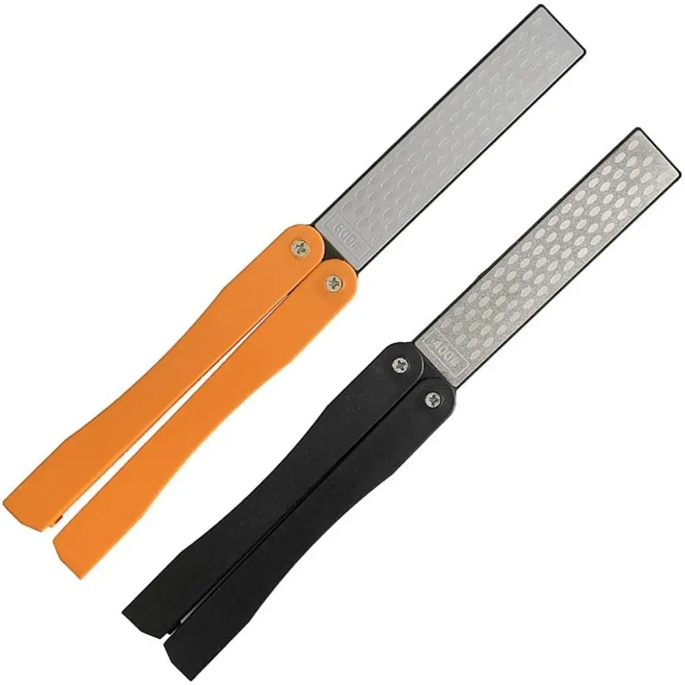 

400/600 Grit Double Side Grindstone Pocket Size Diamond Sharpening Stone Plastic Anti-slip Handle Multifunctional Grinding Tools