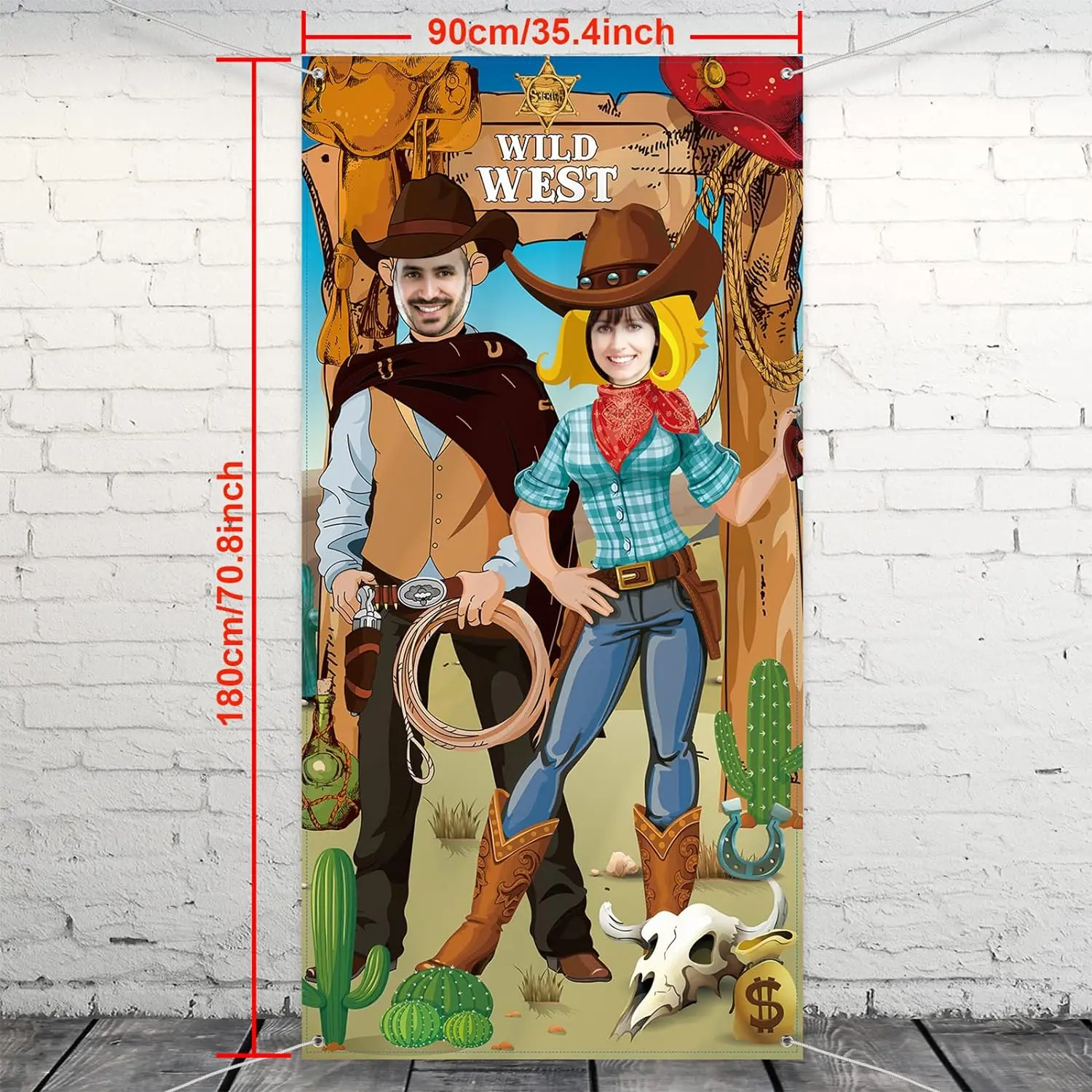 1pc, Western Party Decorations, Cowboy Photo Props Large Fabric West Themed Door Banner Background, Funny Western Games Supplies