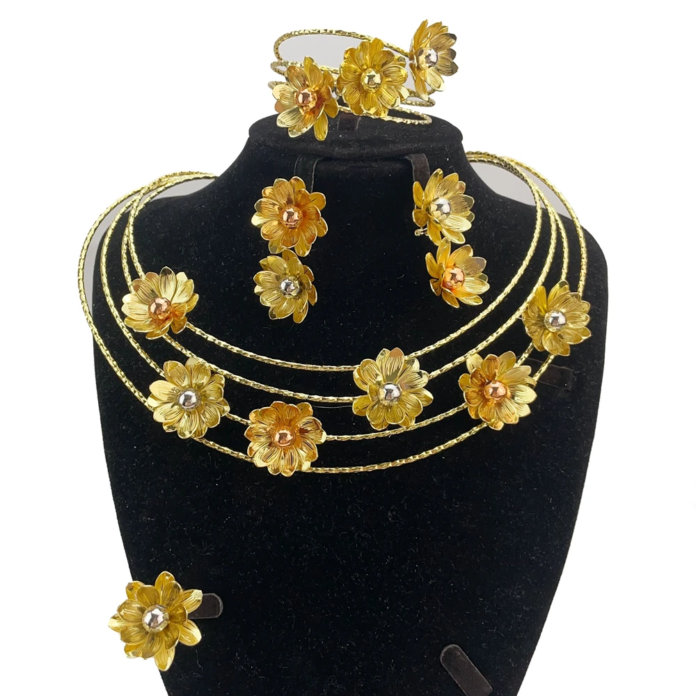 2025 Newest High Quality Brazilian Jewelry Sets Handmade Flower Jewelry for Women Wedding Bridal Party FHK20650