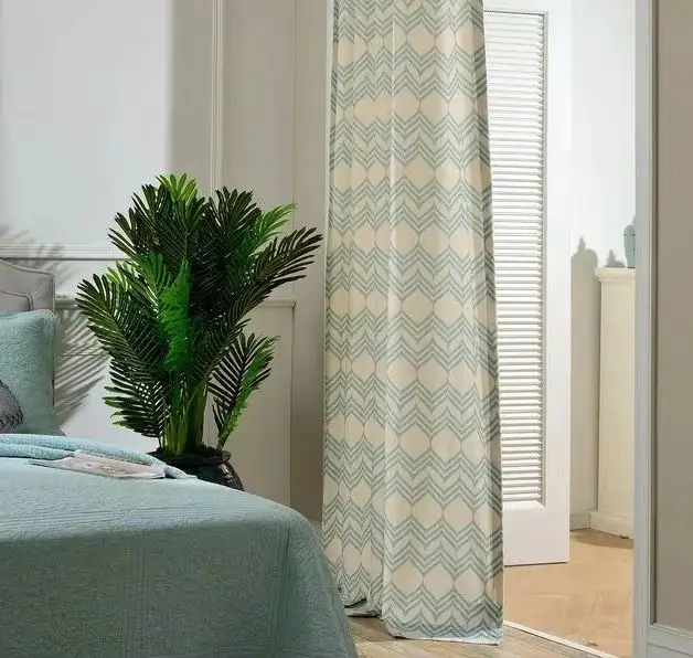 

Custom Size Modern Curtains for Living Dining Room Bedroom European Style Polyester and Cotton Printing Blackout Curtains Tulle