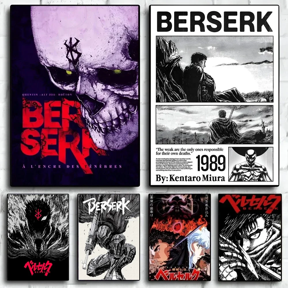 Cadre photo en bois A4, impressions d'anime Berserk, affiche, figurines Guts Griffith, impressions sur toile, art mural à suspendre, décoration intérieure, décoration de bureau