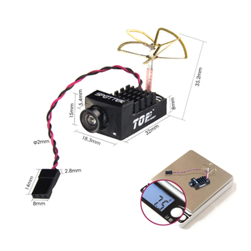 Spotter V1 5.8G FPV mikrofon do kamery FOV170 stopni 700TVL 40CH nadajnik wideo