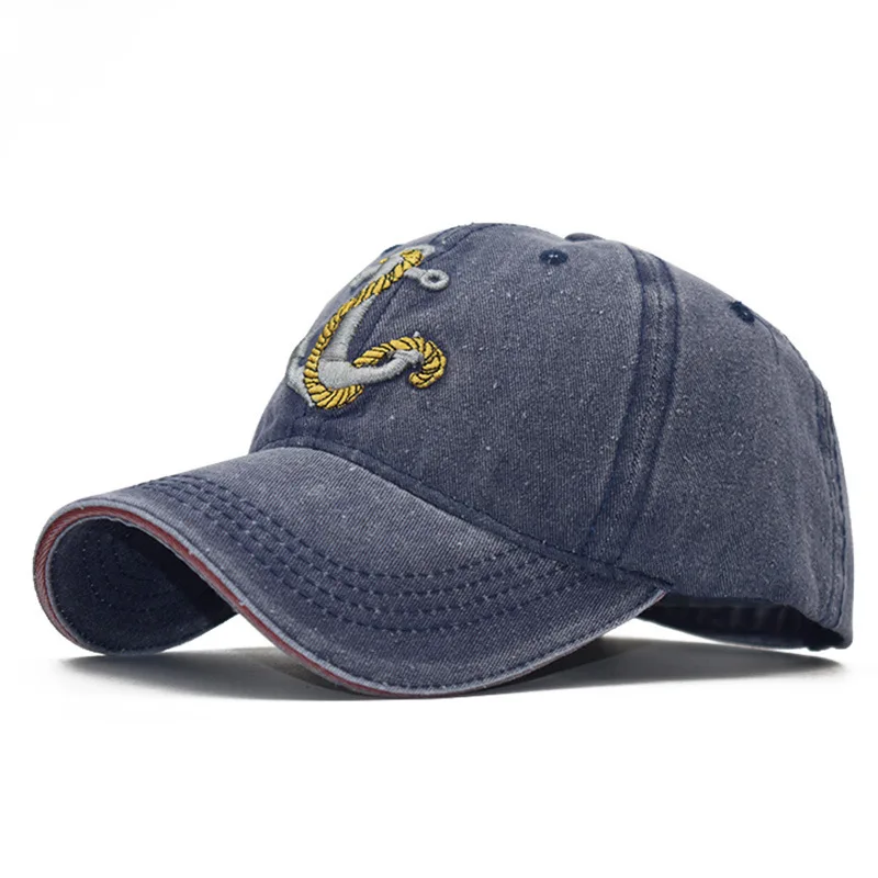 

Vintage Washed Distressed Baseball Cap Golf Dad Hat Washed Anchor Embroidered Denim Baseball Outdoor Korean Style Vintage Summer