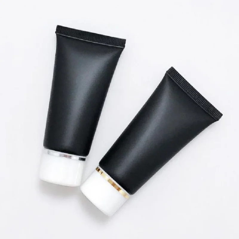 50pcs Frost Black Squeeze Soft Tube 30ML Empty Matte Balck Plastic Soft Tubes Cosmetics Hand Cream Facial Cleanser Container 30g