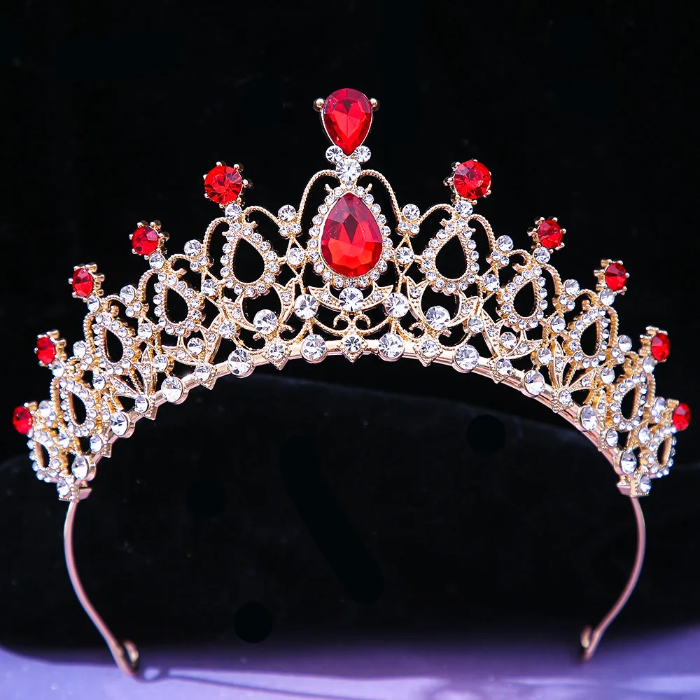 DIEZI Elegant Bridal Pink Crystal Girls Tiara Crown For Women Fashion Princess Queen Rhinestone Crown Hair Accessories Jewelry