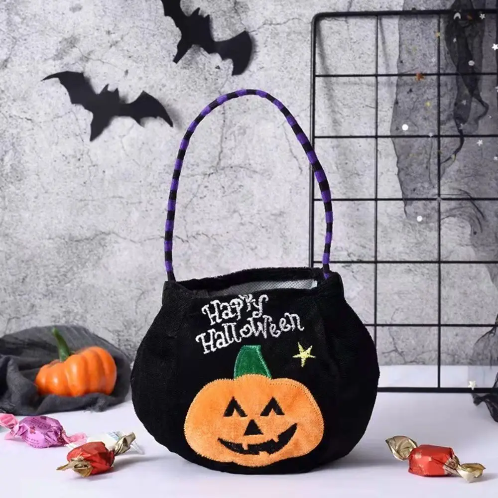 حقيبة يد Happy Black Cat Witch Pumpkin خدعة أو علاج حقيبة هدايا حقيبة حلوى الهالوين