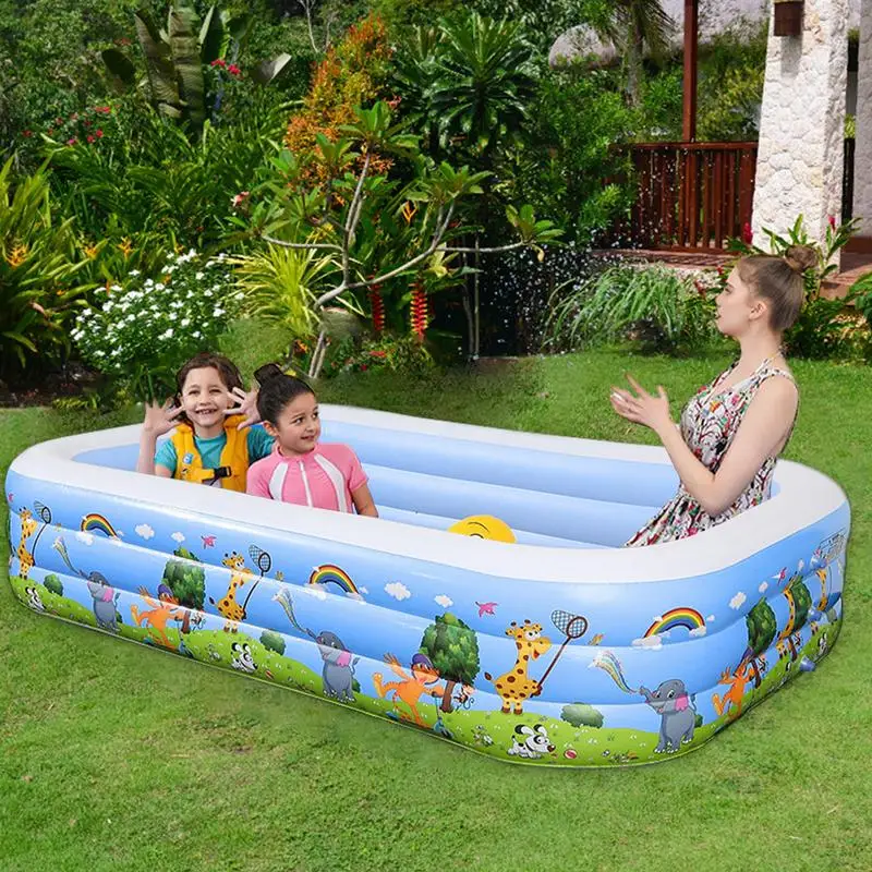 

Family Inflatable Pool Foldable Outdoor Swimming Pool for Kids Cute Blow Up Pool Garden Courtyard Space-Saving Swimming Pool