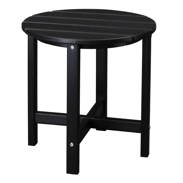 

46*46*46cm Single Layer Round HDPE Side Table Black