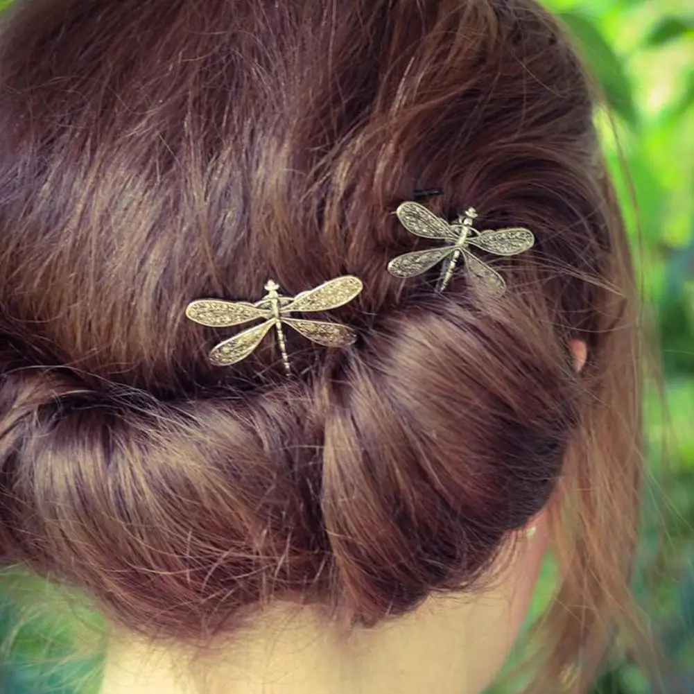 Elegant Antique Silver Dragonfly Hairpins Bridal Headdress Wedding Celebration Hair Accessories  Dragonfly Hair Clip