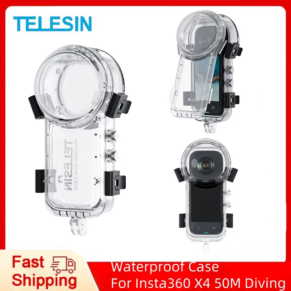 

TELESIN подводный невидимый водонепроницаемый чехол для Insta360 X4 50 м корпус для дайвинга чехол для Insta360 X4 аксессуары