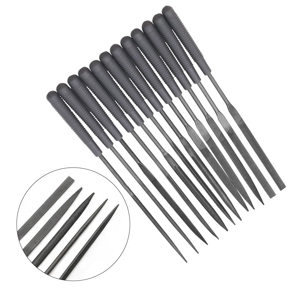 12pcs Needle Files Set DIY Wood Rasp File For Metal Glass Grinding Trimming Deburring Special-Shaped Files Wood Carving Tools