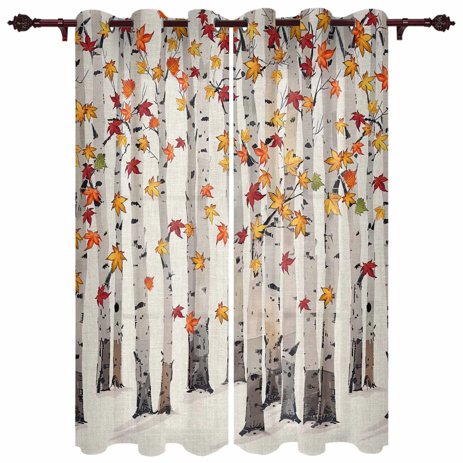 

Tree Leaves Maple Leaves Watercolor Curtains for Living Room Hotel Decor Window Treatment Luxury Drapes In Home Kitchen Bedroom