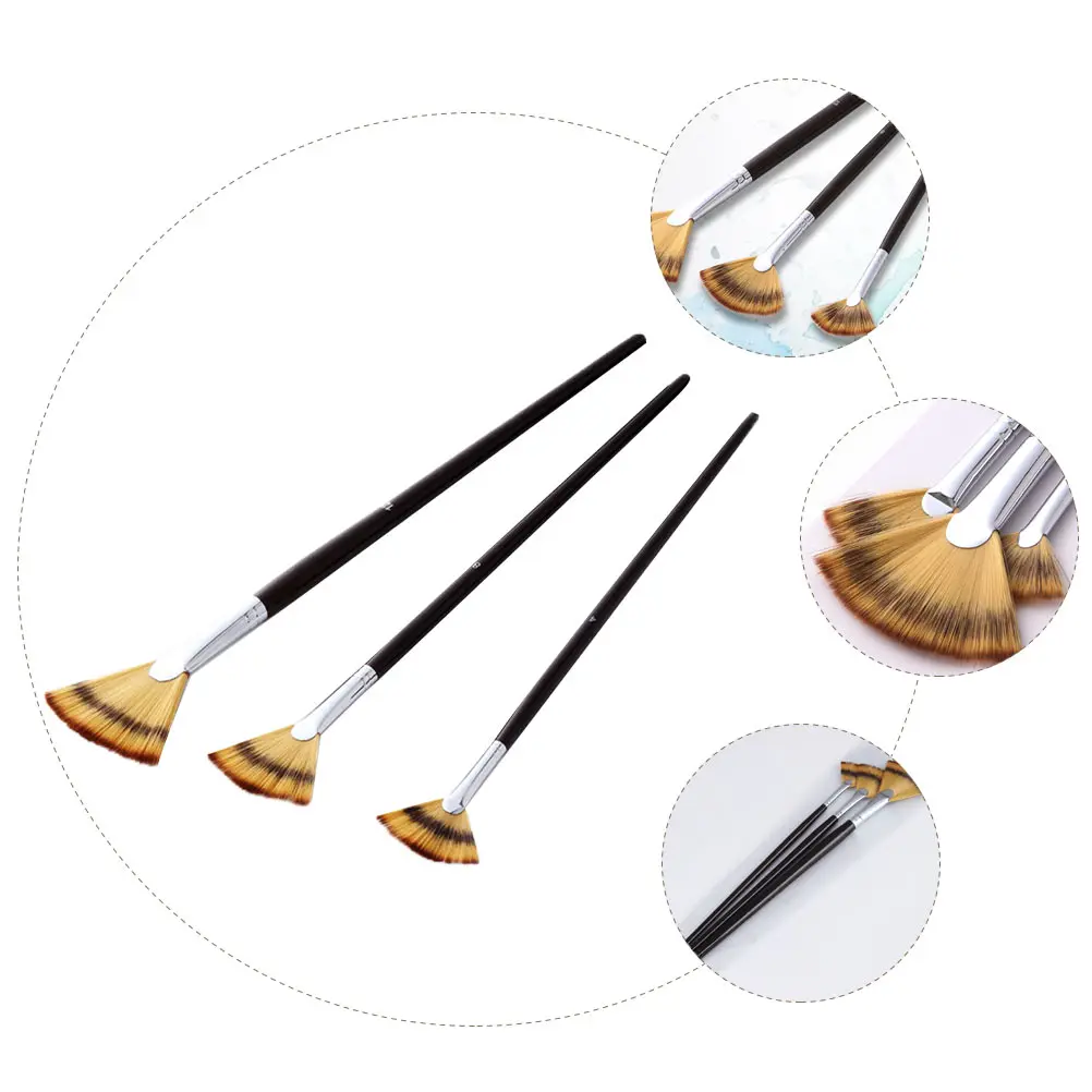 

3pcs Watercolor Portable Paintbrushes Painting Tools Lightweight Portable Wood Crafts Watercolor Oil Painting Tools Gifts