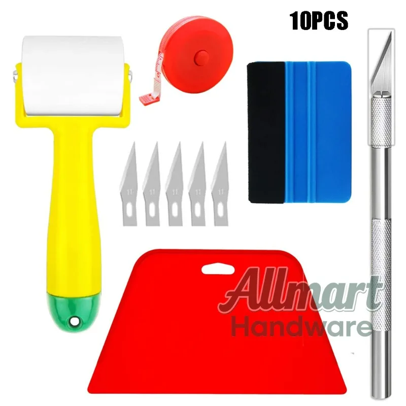 

Набор из 10 двусторонних ракелей для нанесения пленки с роликом, жестким скребком, измерительной лентой и инструментами для рукоделия, комплект для оклейки автомобилей