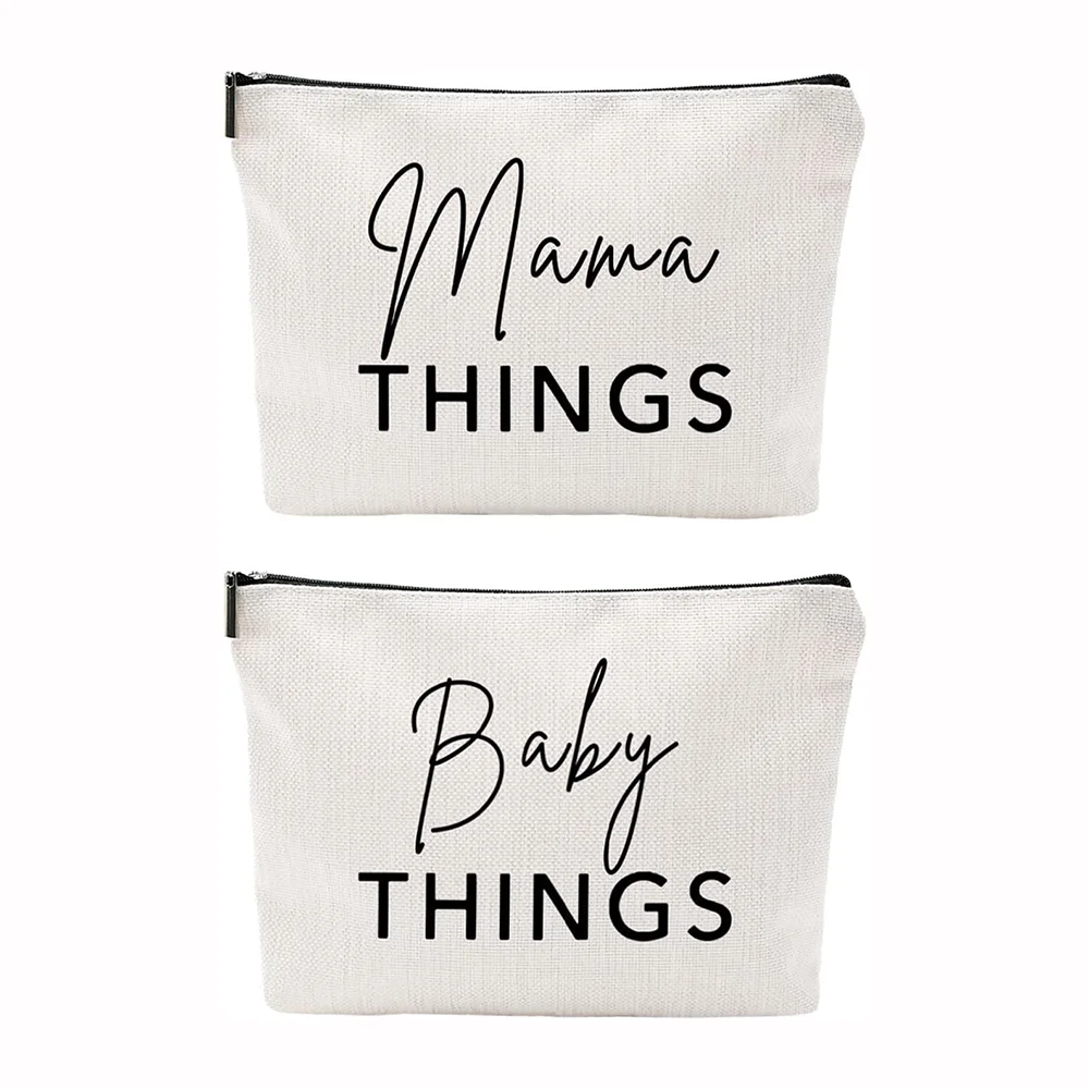 

2Pcs Set Mommy and Baby Canvas Cosmetic Bag Baby Shower Gifts New Mothers Travel Toiletry Bag for Baby Stuff Mother's Day Gifts