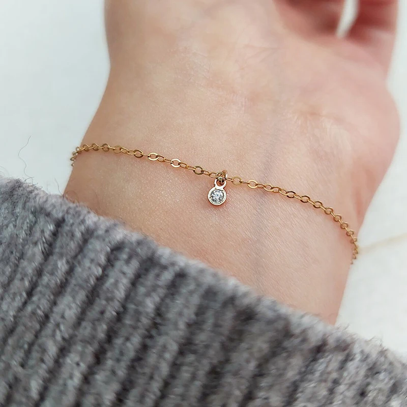 Real 14K Gold Filled Mini Round Charm Zircon Connector Pendant For Necklace DIY Jewelry Tarnish Resistant Jewelry Findings