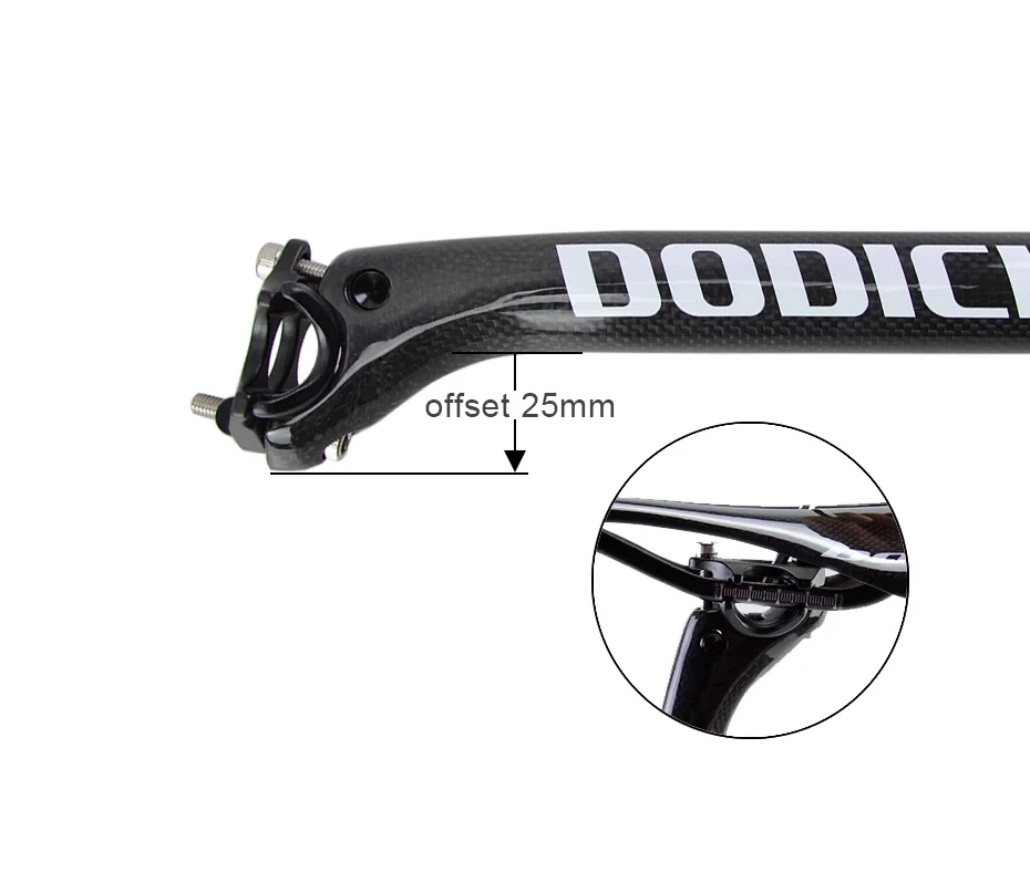 DODICI-Ultra Light Carbon Fiber Bicycle Seat Post, Mountain Bike, Road, Glossy T-800, 27.2, 30.8, 31.6x350, 400m, 3K