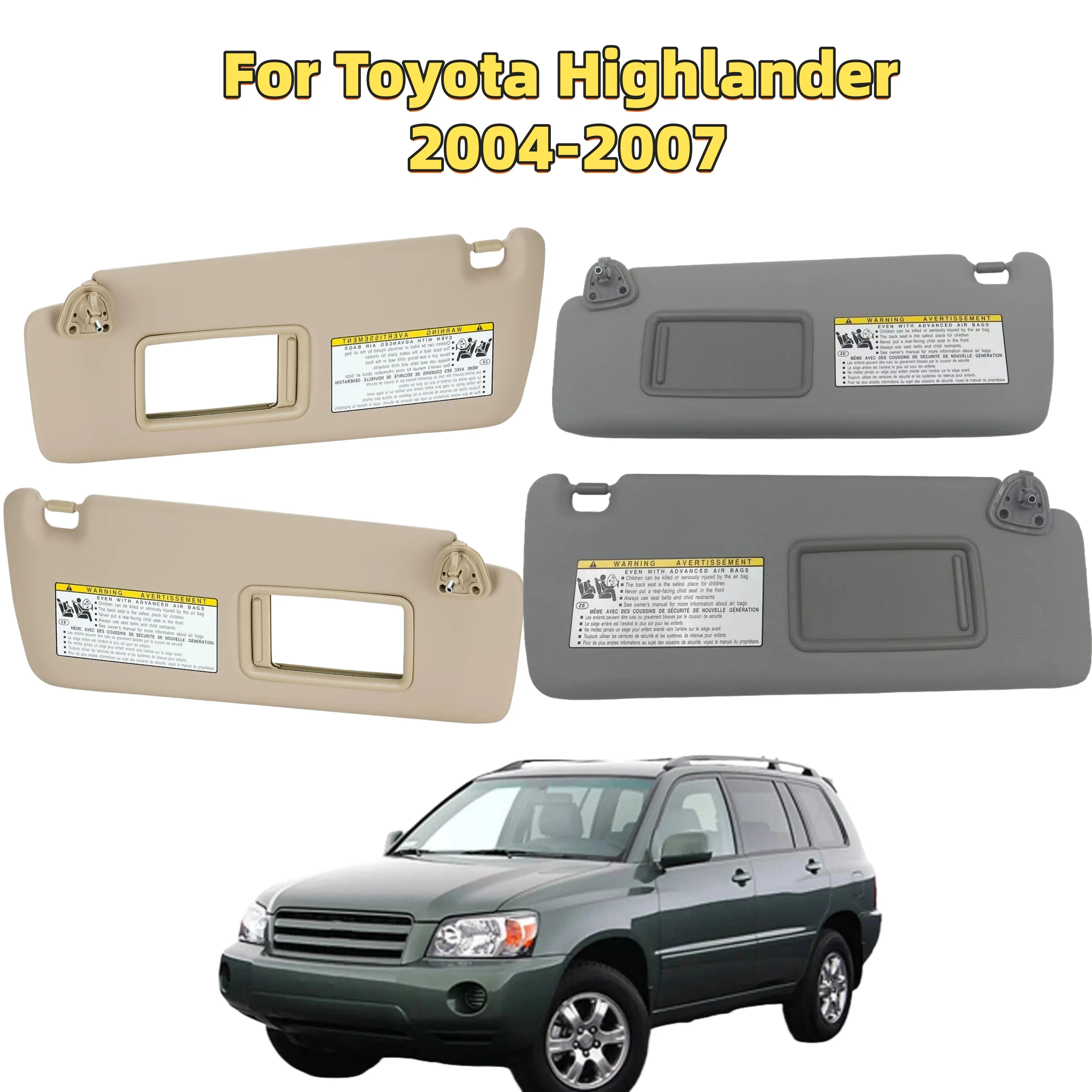 

Car Sun Visor Without Light Fit For Toyota Highlander 2004 2005 2006 2007 Left Driver Right Passenger Side Front Sunshade Panel