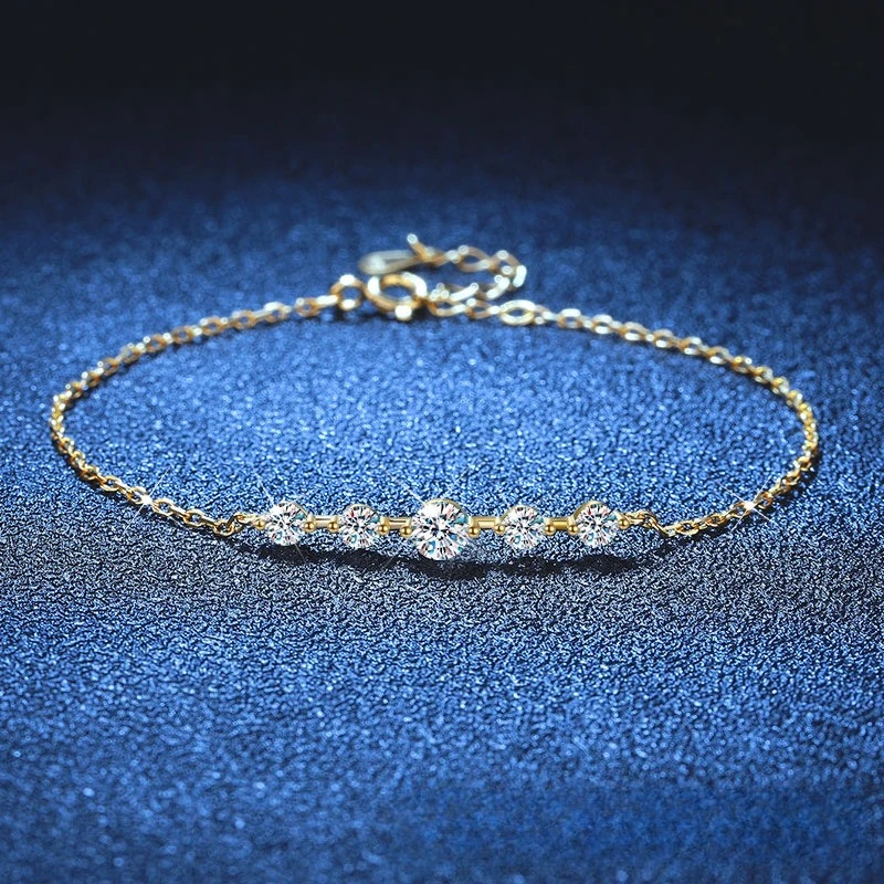 

S925 Sterling Silver 18K Gold Plated D Color Moissanite Starry Sky Bracelet for Women, Exquisite Jewelry.