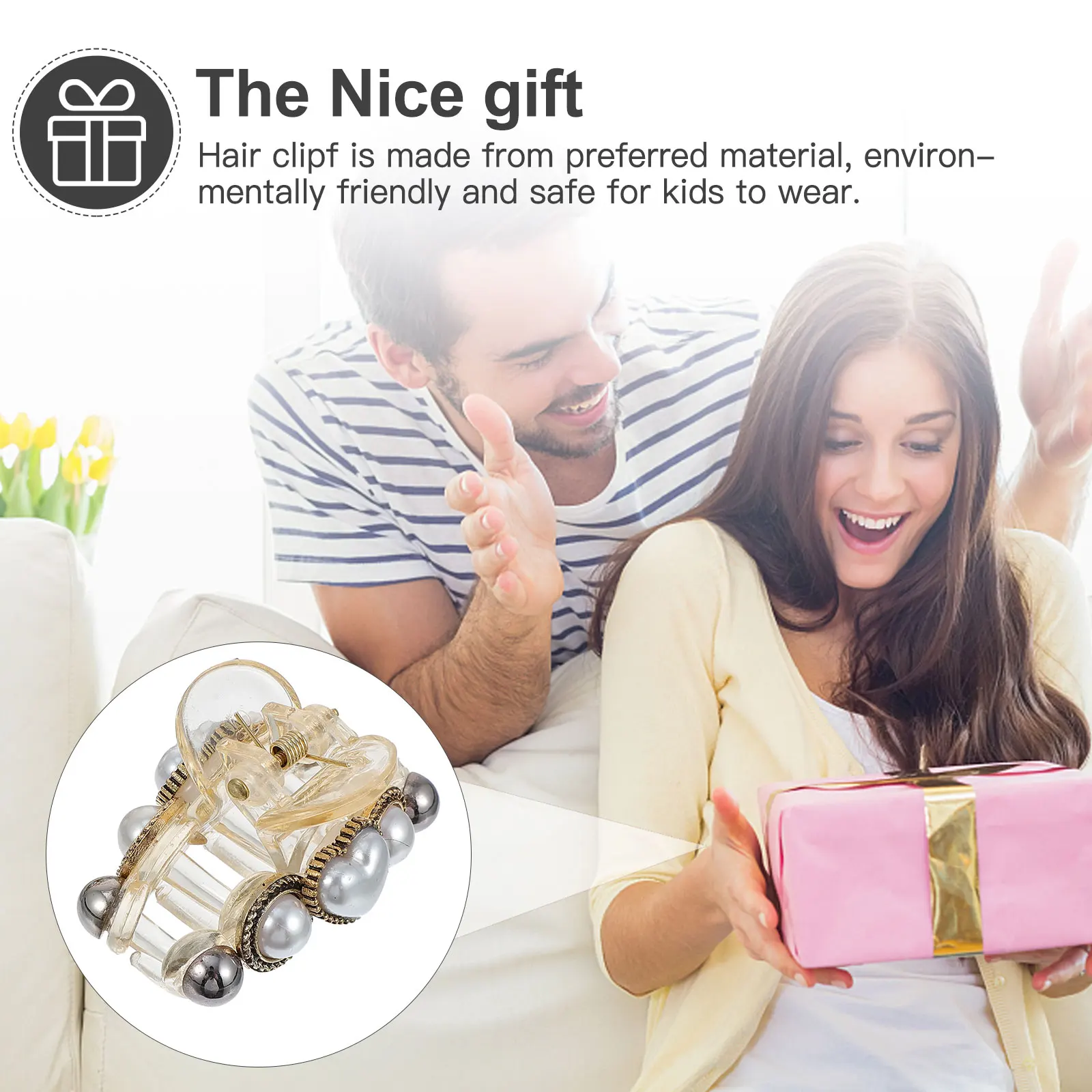 

2pcs Pearl Clamps Resin Claw Clips Vintage Headpiece Hair Catch Barrettes For Party Wedding Daily Lightweight Stylish Hairpins