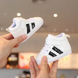 2024 Newborn Baby Shoes Boy Girl Classical Sport Soft Sole PU Multi-Color First Walker Casual Sneakers White Baptism Shoes