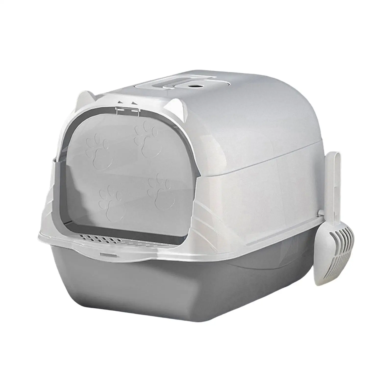 Hooded Cat Litter Box Fully Enclosed Cat Toilet with Handle Litter Pan Durable