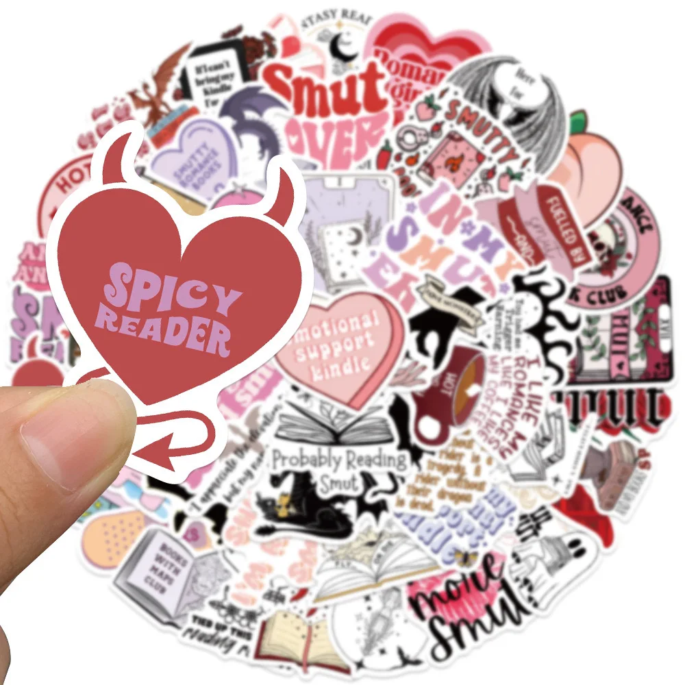 10/52pcs Cute Pink Bookish Smutty Romantic Reading Book Stickers DIY Scrapbook Fridge Luggage Notebook Diary Graffiti Sticker