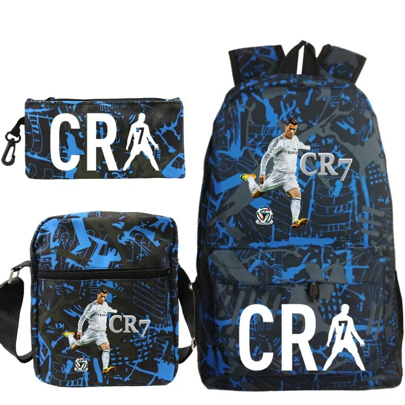 Voetbal Cr7 Cosplay Schooltassen School Rugzak Laptop Tiener Jongens Meisjes Schooltassen 3 Stks/set