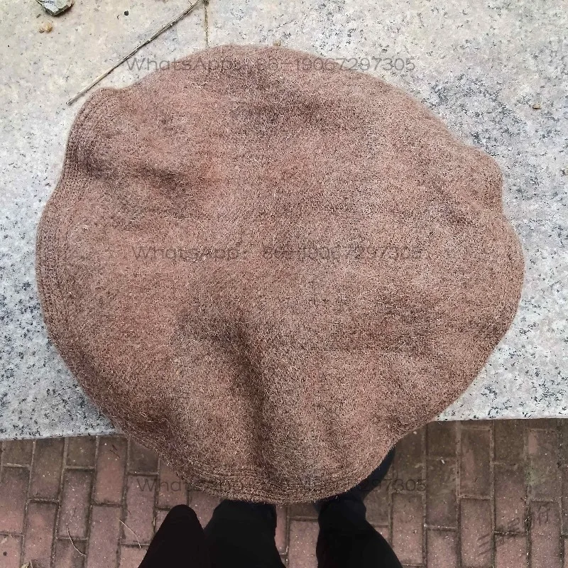 

Suitable for Outdoor with Warm Handmade Wool Pancake Cap Comfortable and Breathable