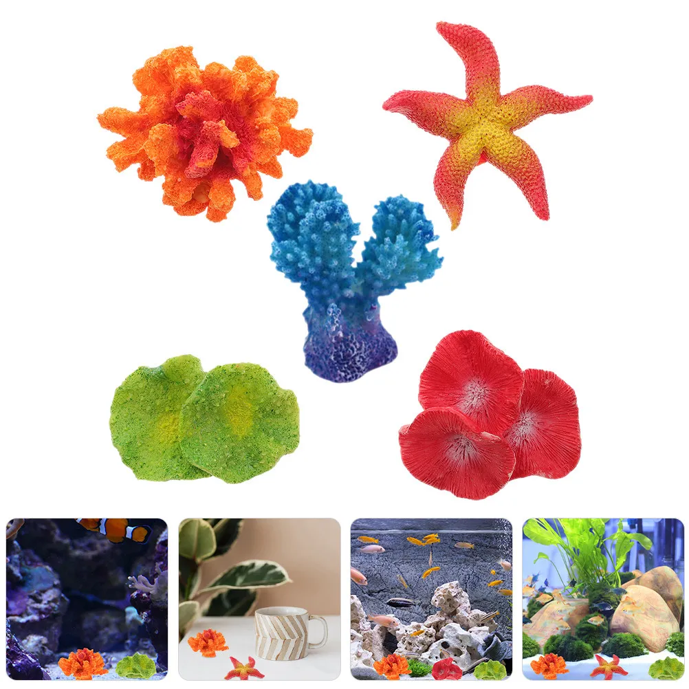 

Набор из 5 нежных искусственных кораллов из смолы для аквариума, декор для рыбьего пруда, рабочего стола, дома, офиса, ландшафтного дизайна, креативное украшение для аквариума