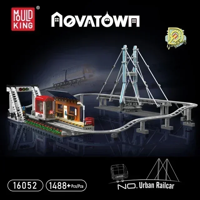 Mould King 16052 Technical Car Building Block The Remote Control Urban Railcar with Track Parts Model Toys Kids Christmas Gift