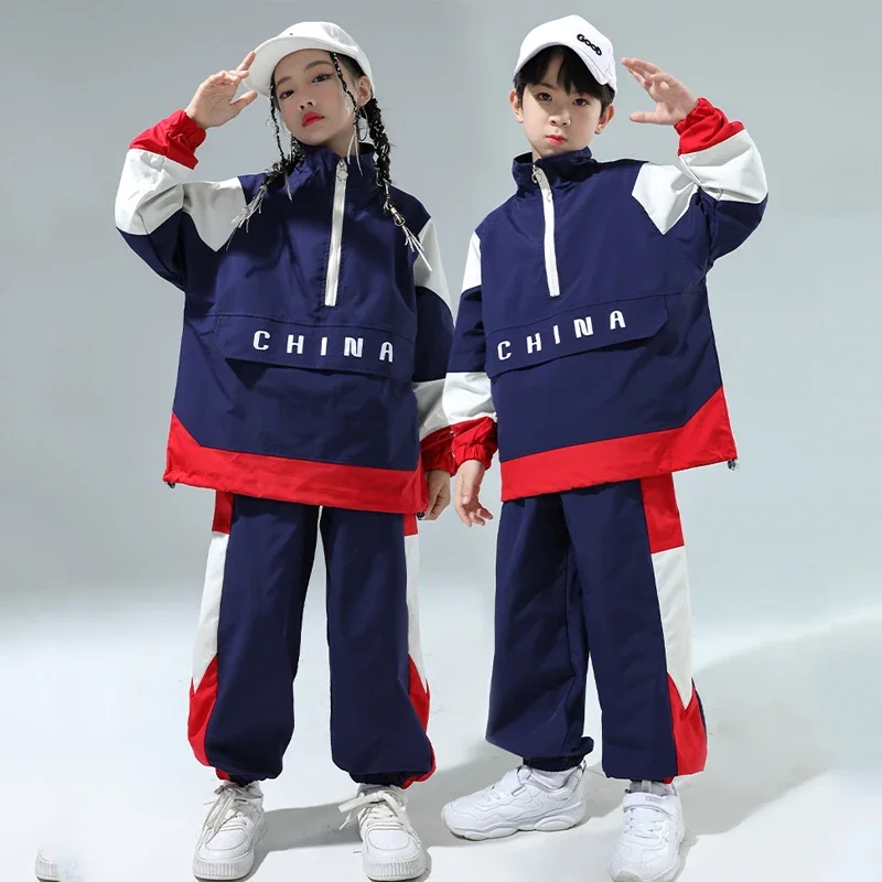 Kids Loose Jacket Hiphop Pants Suit Girls Ballroom Hip Hop Dance Performance Rave Clothes Jazz Dance Costumes