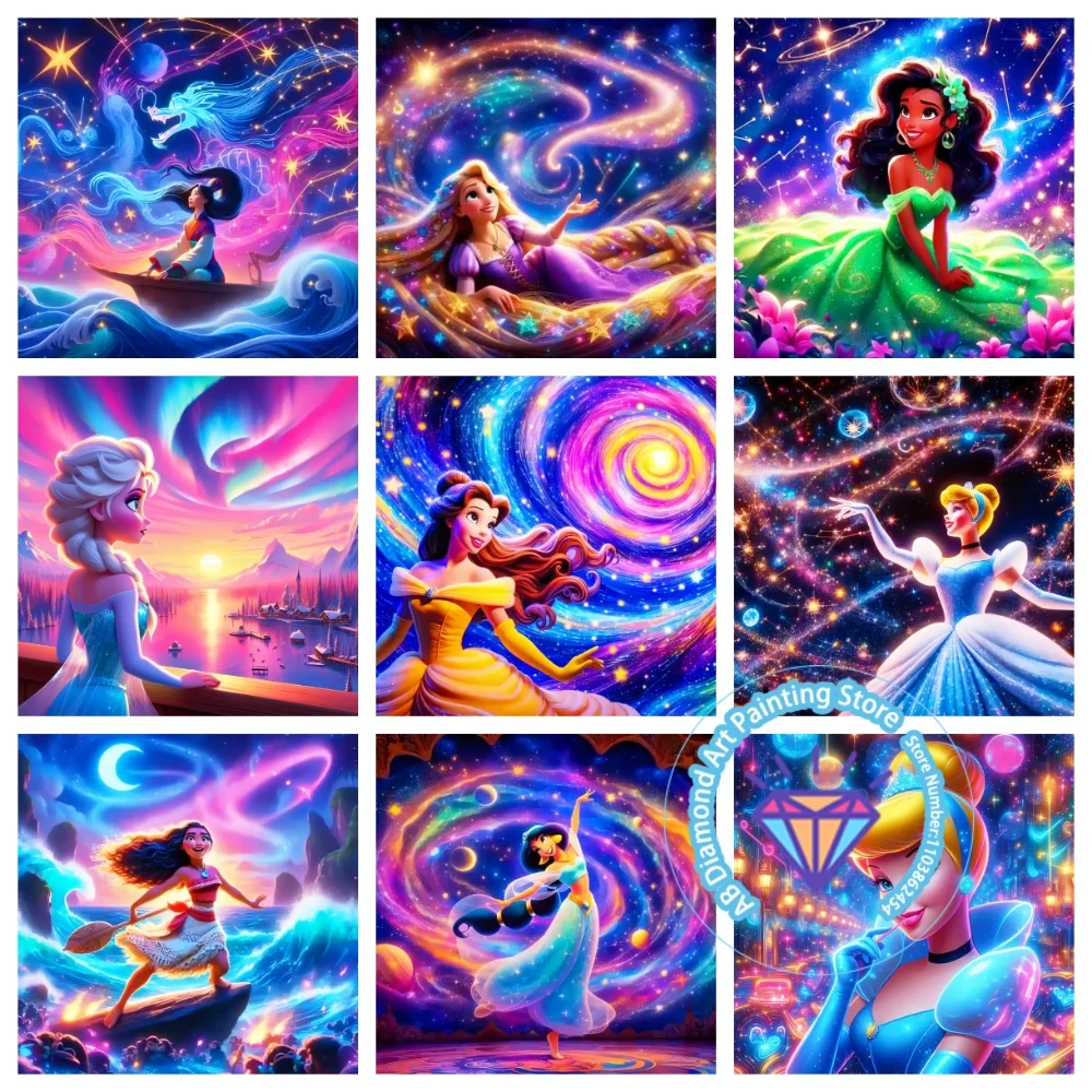 

Dreamy Cartoon Princess Universe AB Diamond Painting Kit Square Round Diamond 5D DIY Mosaic Handmade Art Gift Crafts Home Decor
