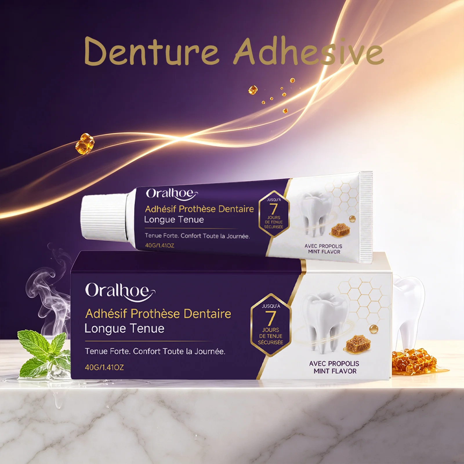 Oralhoe Denture Adhesive for Upper & Lower Denture Long‑Lasting Bonding Comfort‑Fit Portable Breathable Dentures Fixing Cream 