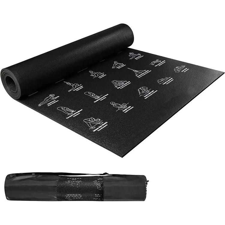 Fitness Workout Yoga Mat With Illustrated Poses Non-Slip PVC Exercise Yoga Mat