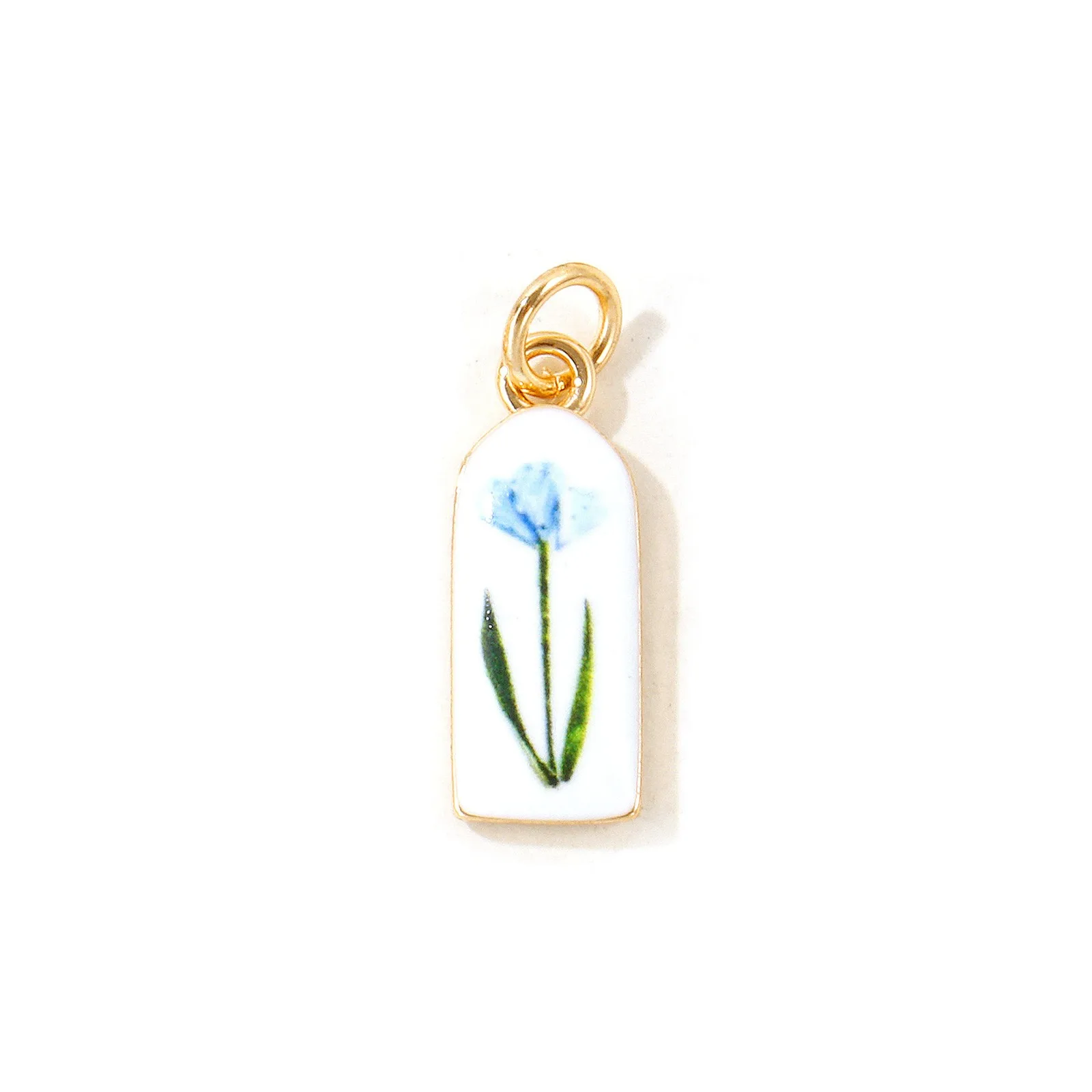 1 Stück mehrfarbiger Blumen-Emaille-Anhänger mit geometrischem Muster, 18K vergoldeter Messinganhänger für DIY-Halsketten-Schmuck, Großhandel, 25mmx8mm – Detail 5