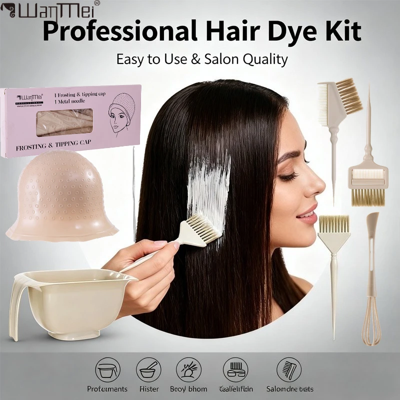 

6 шт., профессиональный набор для краски для волос, чаша для тонирования, кисть для мелирования шляпы, сделай сам, контейнер для смешивания волос, салонные инструменты для окрашивания волос