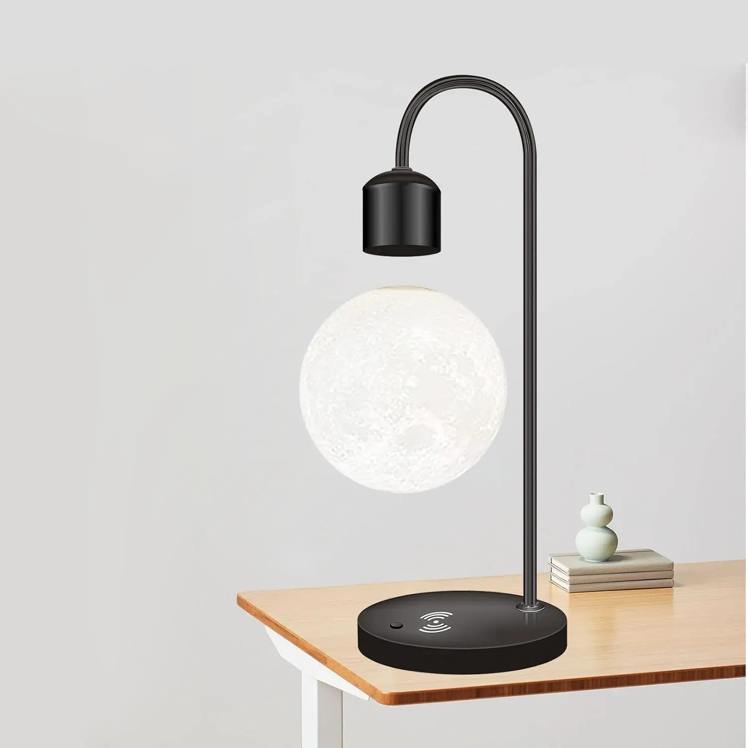 

Desktop Magnetic Levitation Moon Lamp with Phone Wireless Charging, Home Floating LED Night Light, Levitating Lunar Decor Gift