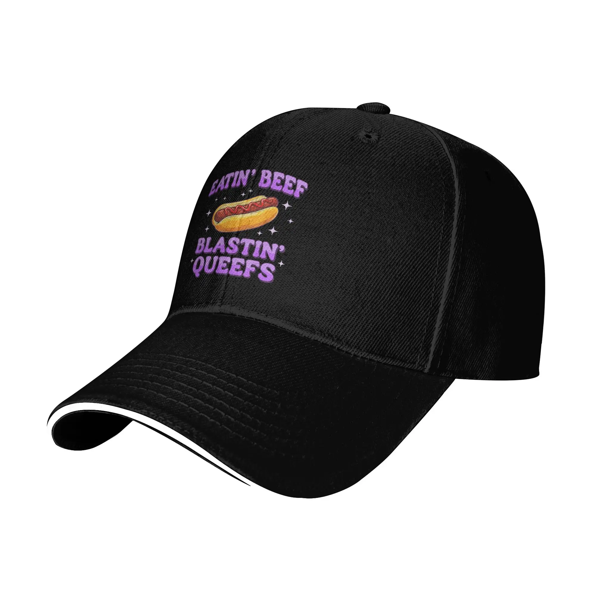 Eatin Beef Blastin Queefs Funny Inappropriate Hot Dog Meme Baseball Cap Men Custom Logo Trucker Hat Baseball Caps Gift Idea