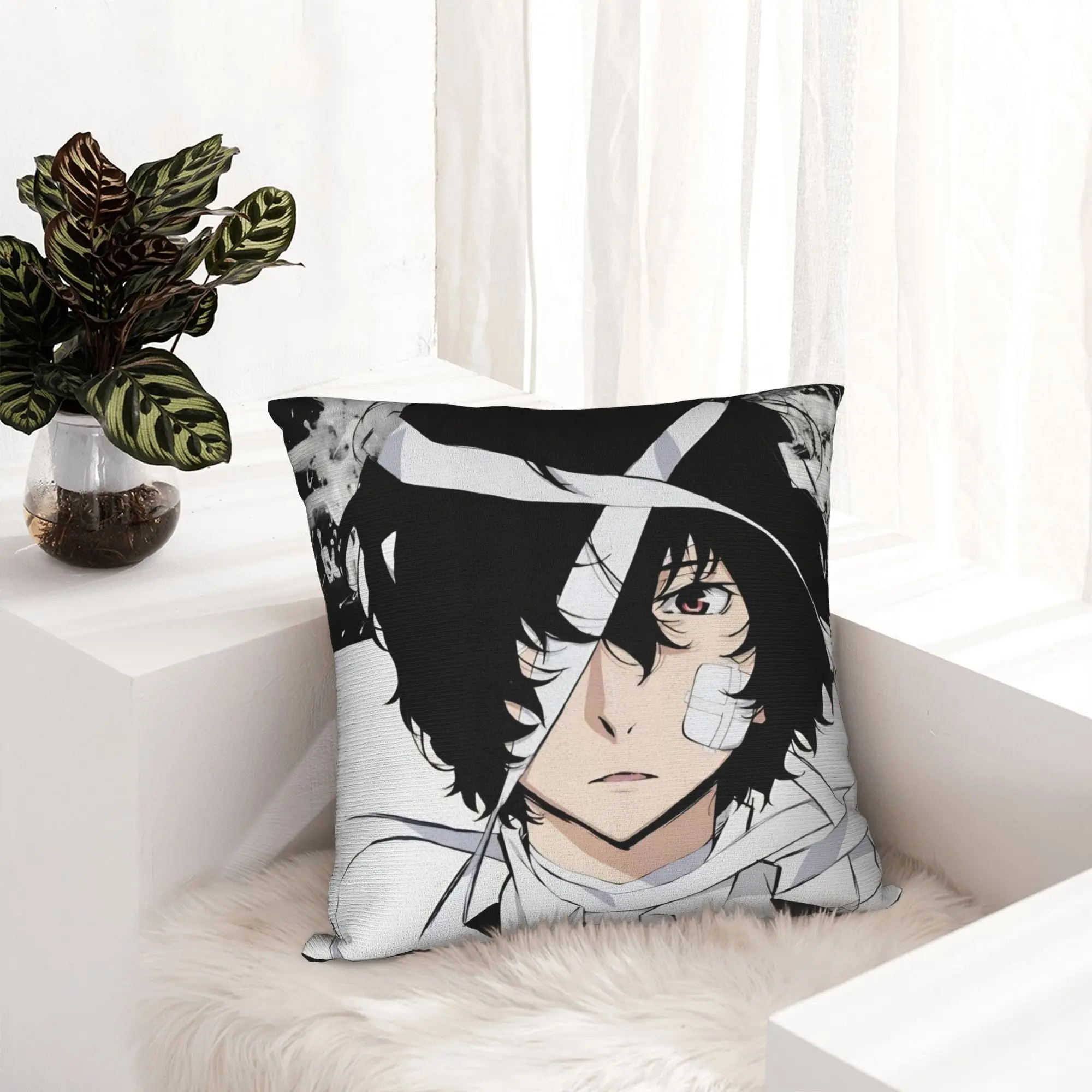 Dazai Bungo Stray Dogs Pillowcase Soft Polyester Cushion Cover Decoration  Throw Pillow Case Cover Home Zipper 40*40cm