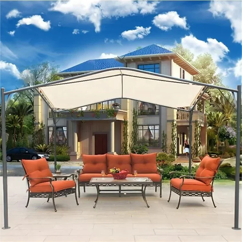 classic old school french american style wrought iron metal aluminum outdoor garden park rustic sofa furniture set
