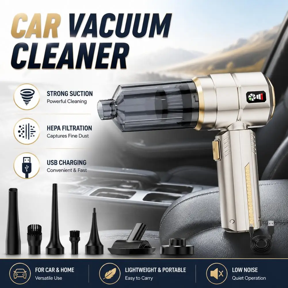 Wireless Car Vacuum Cleaner High Power Brushless Motor Portable Handheld Cleaner for Car Home Office Cleaning Powerful Suction